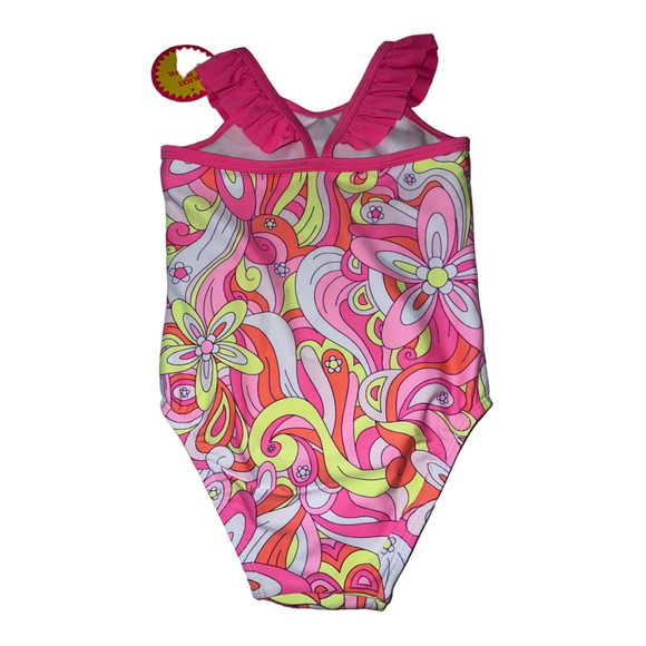 *Final Sale*| children’s place | NWT paisley Neon Pink One Piece Swimsuit 2T - Picture 6 of 7